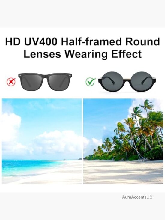 Lightweight Semi-Frame Rimless Round Sunglasses with UV Protection main image 7